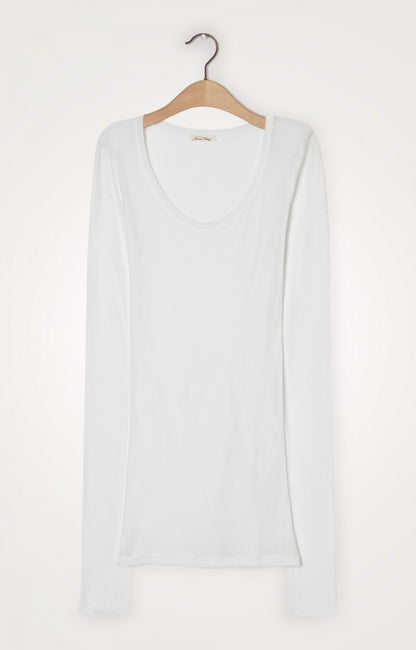 'Massachusetts' Supima Cotton Long-Sleeved T-shirt Blanc - RUE MADAME | BOUTIQUE PARISIENNE