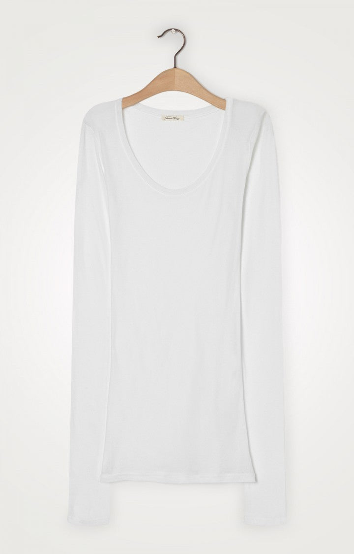 'Massachusetts' Supima Cotton Long-Sleeved T-shirt Blanc - RUE MADAME | BOUTIQUE PARISIENNE