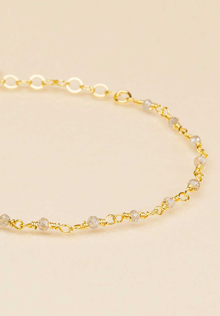 18K Gold Plated  Chain Bracelet Labradorite - RUE MADAME | BOUTIQUE PARISIENNE
