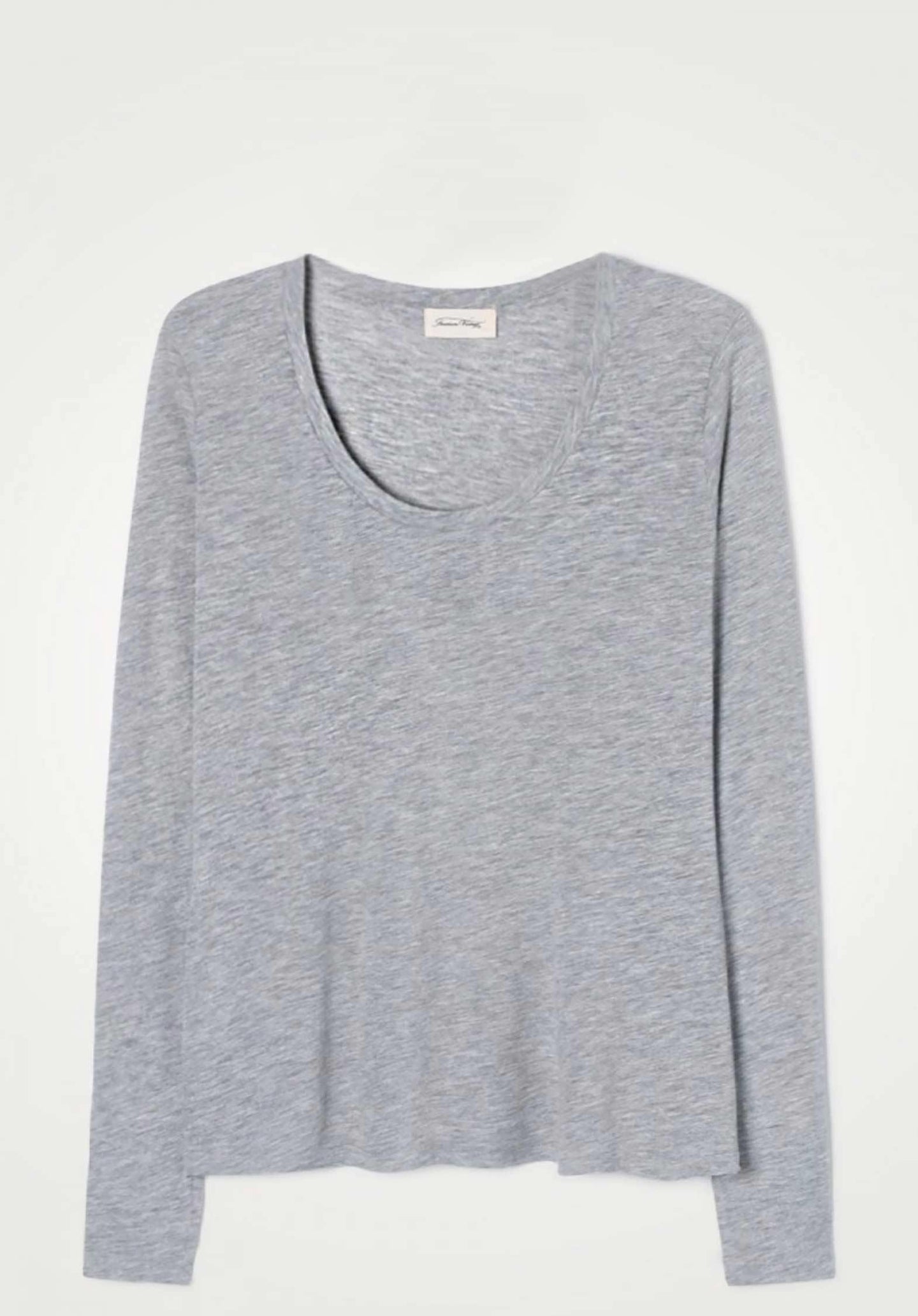 'Jacksonville' U-Neck Cotton-blend Long Sleeves T-Shirt Gris-Chine - RUE MADAME | BOUTIQUE PARISIENNE