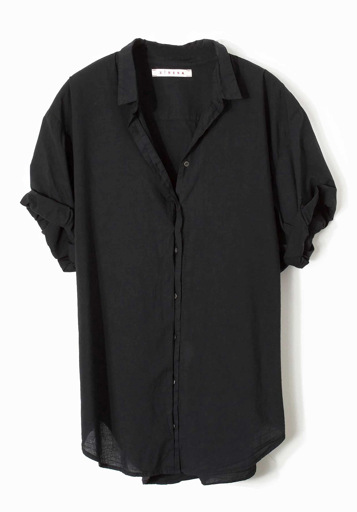 'Channing' Short Sleeves Cotton Shirt Black - RUE MADAME | BOUTIQUE PARISIENNE