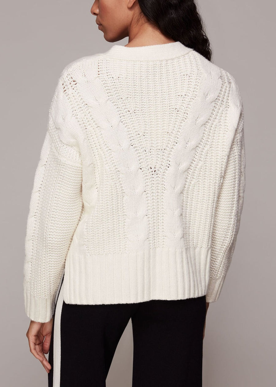 Cable Knit Cardigan 34018 Ivory