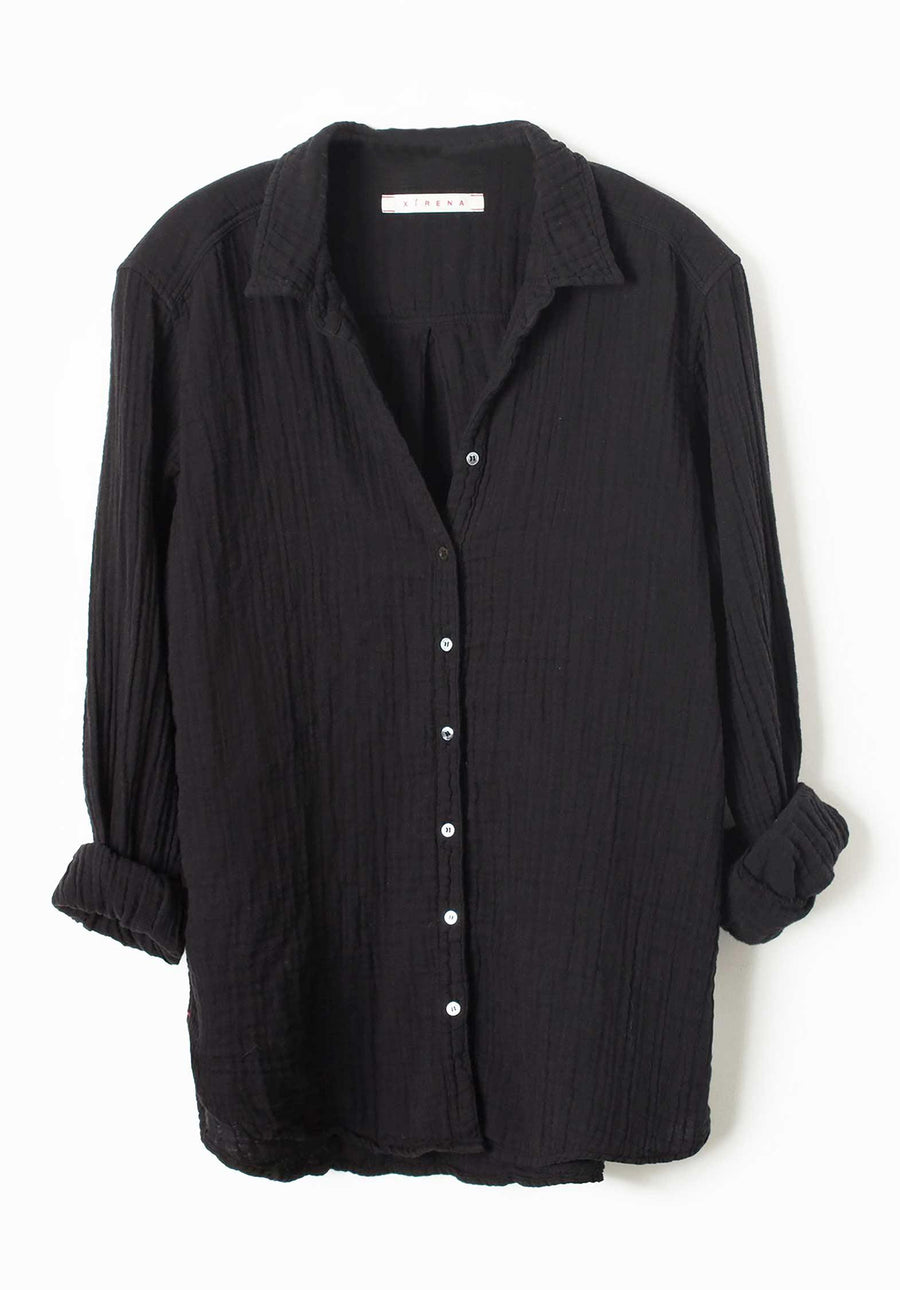 'Beau' Cotton Shirt Black - RUE MADAME | BOUTIQUE PARISIENNE