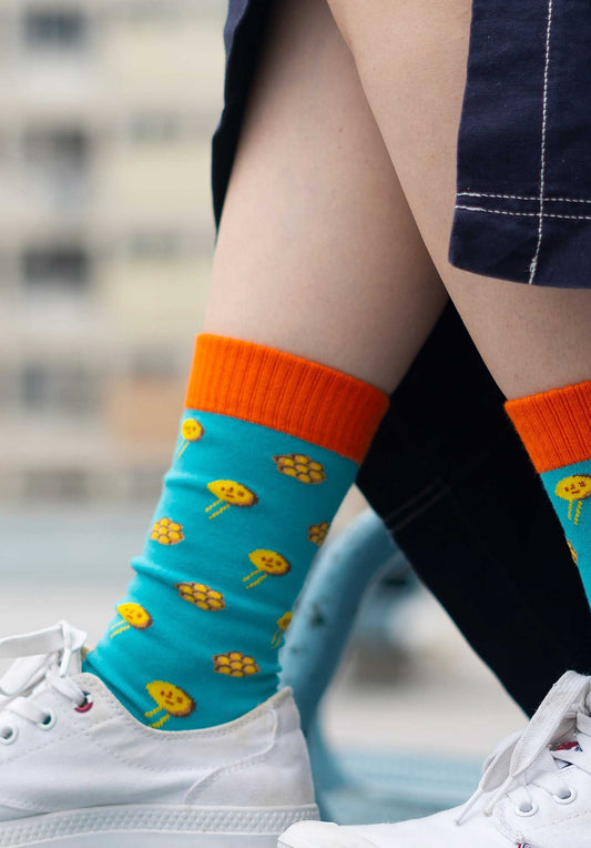 Bubble Waffle Socks Blue - RUE MADAME | BOUTIQUE PARISIENNE
