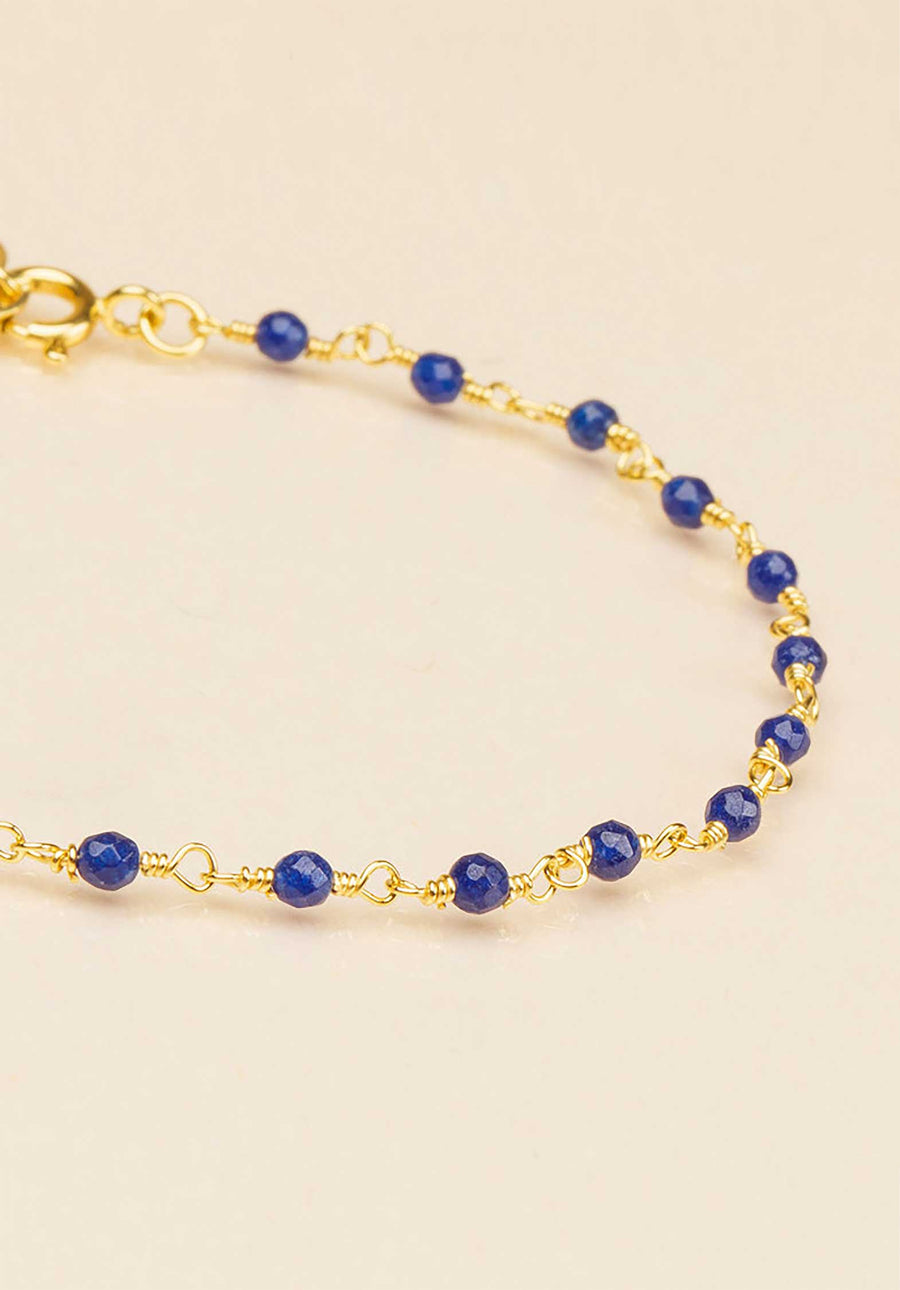 18K Gold Plated Chain Bracelet Royal-Blue - RUE MADAME | BOUTIQUE PARISIENNE
