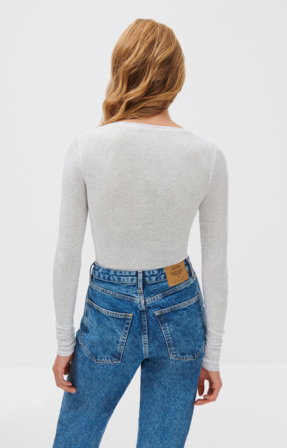 'Massachusetts' Supima Cotton Long-Sleeved T-shirt Gris-Chine - RUE MADAME | BOUTIQUE PARISIENNE