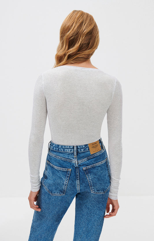 'Massachusetts' Supima Cotton Long-Sleeved T-shirt Gris-Chine - RUE MADAME | BOUTIQUE PARISIENNE