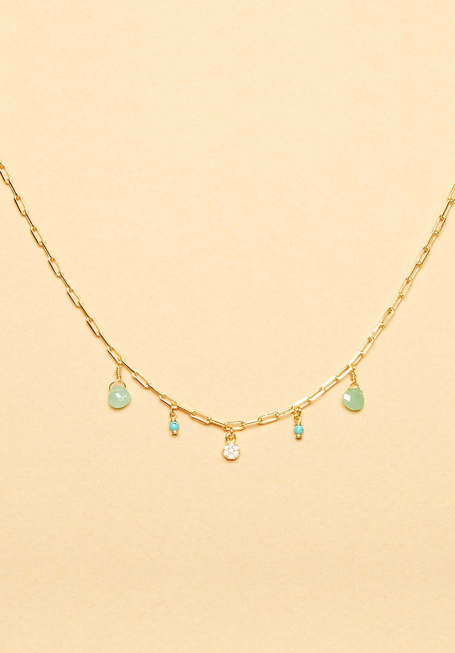 Gold Plated Necklace Chrysoprase - RUE MADAME | BOUTIQUE PARISIENNE